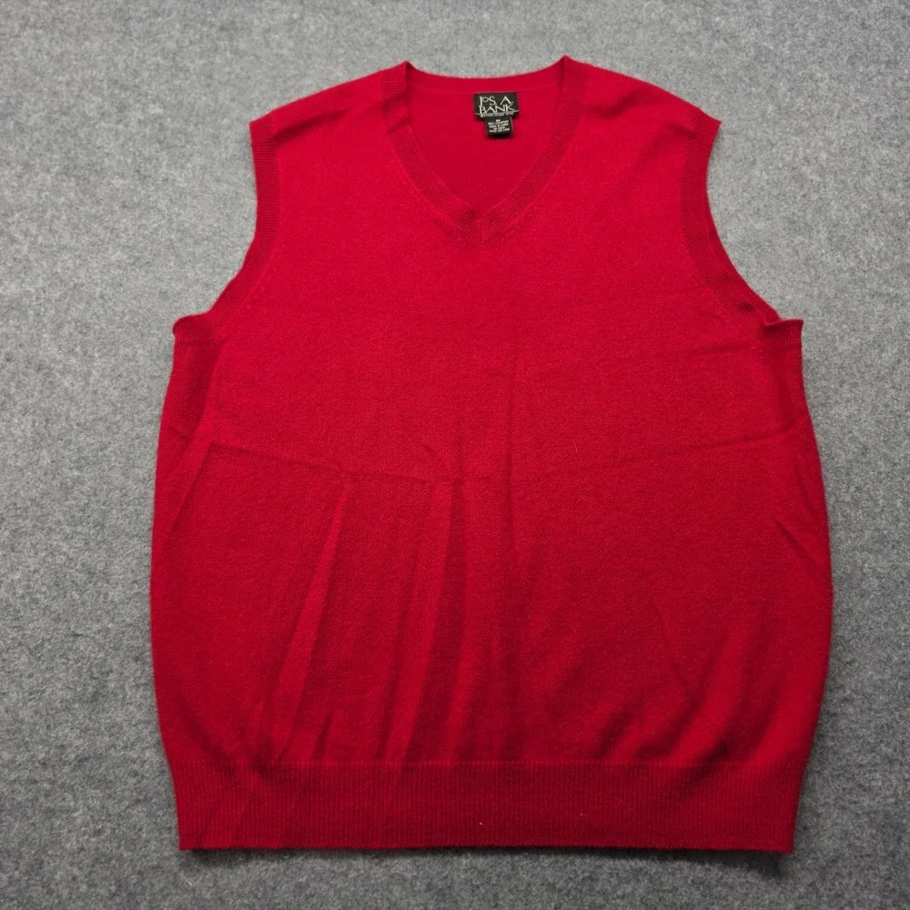 Jos. A. Bank Red 100% Cashmere V-Neck Sweater Vest Mens Medium